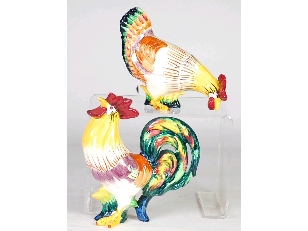 Appraisal: PAIR OF WEDGWOOD POTTERY MODELS OF COCKEREL AND HEN typically