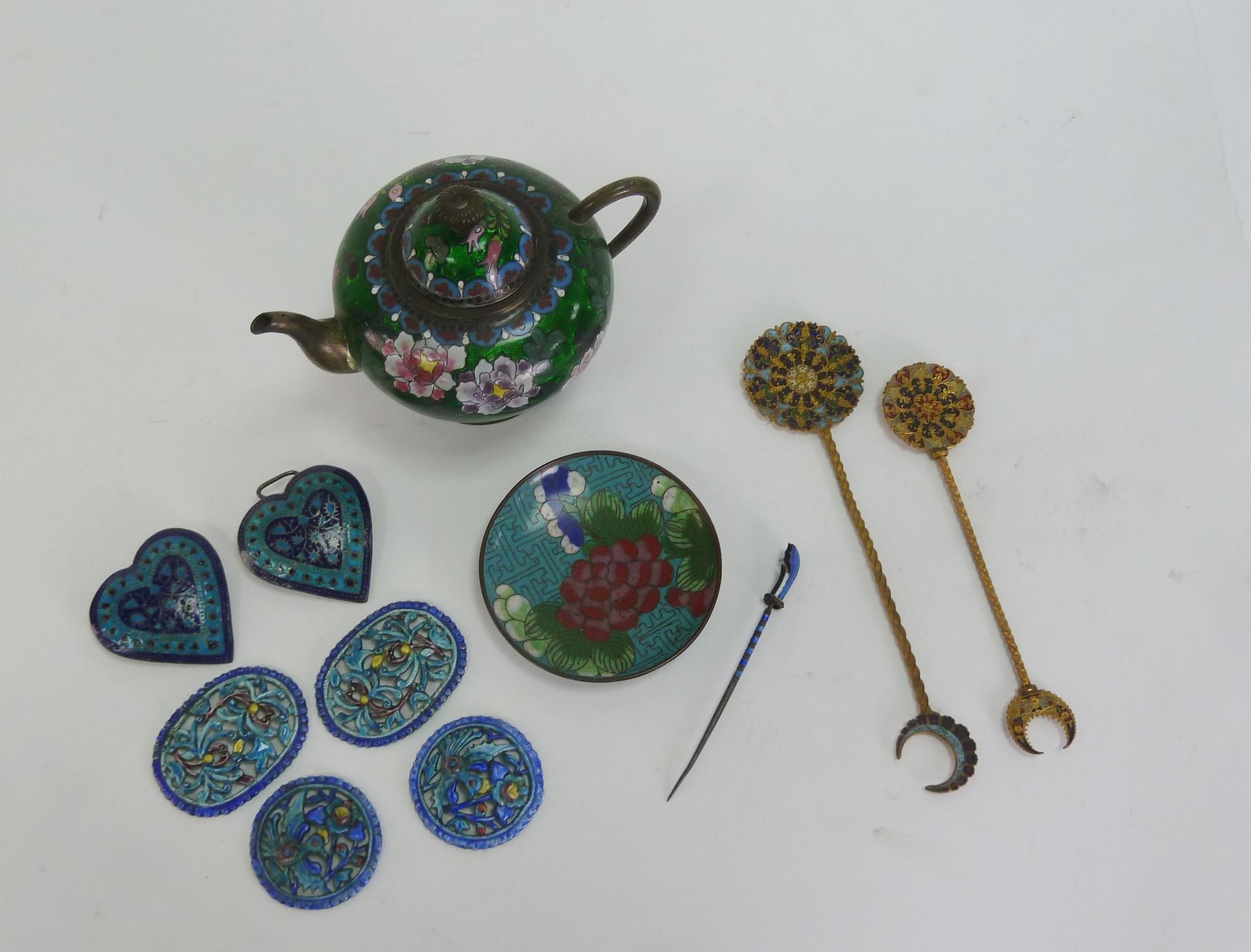 Appraisal: A small cloisonn teapot and cover decorated flowers and butterflies