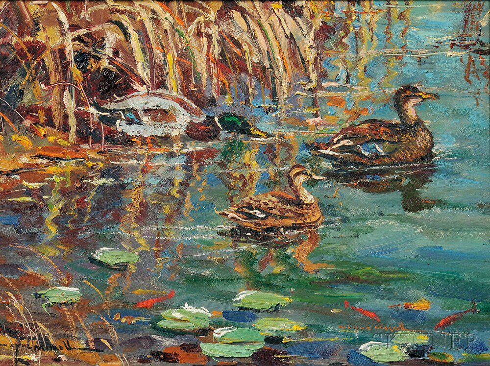 Appraisal: Wayne Beam Morrell American - Mallard Ducks in a Rockport