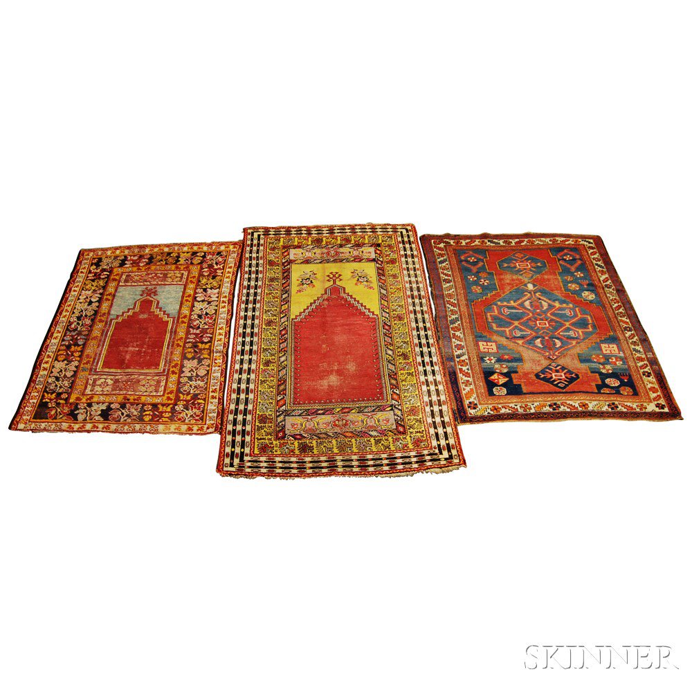 Appraisal: Three Oriental Rugs Central Anatolia and Northwest Persia early th