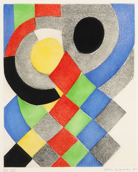 Appraisal: Sonia Delaunay French - Untitled Etching and aquatint in colors