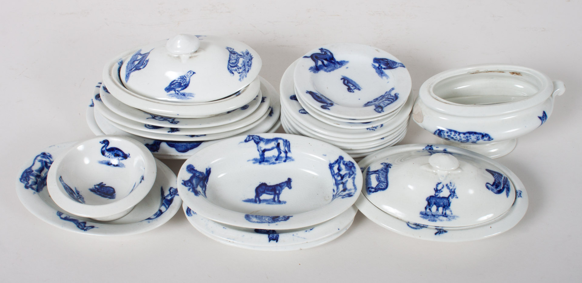 Appraisal: Copeland-Spode child's -piece china set circa miniature blue transfer decorated