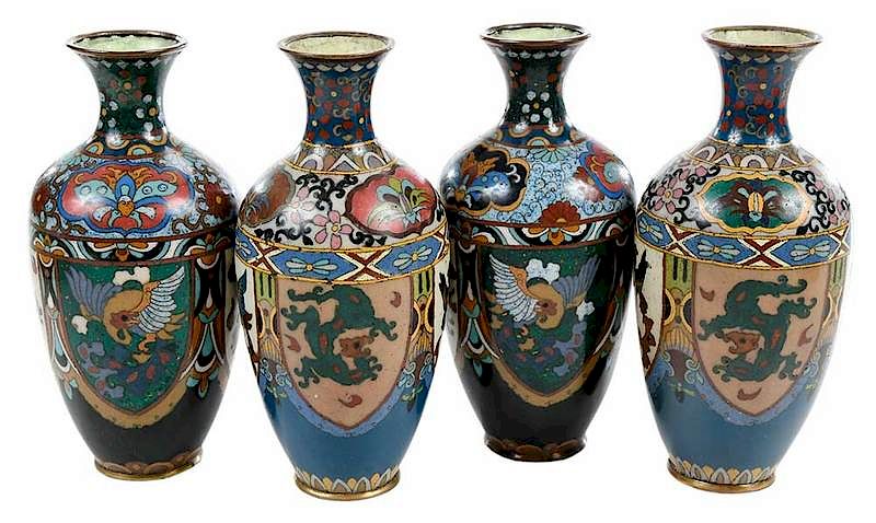 Appraisal: Two Pairs of Chinese Cloisonne Vases th century urn form