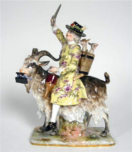 Appraisal: MEISSEN FIGURE GROUP OF THE WELSH TAILOR TH CENTURY seated