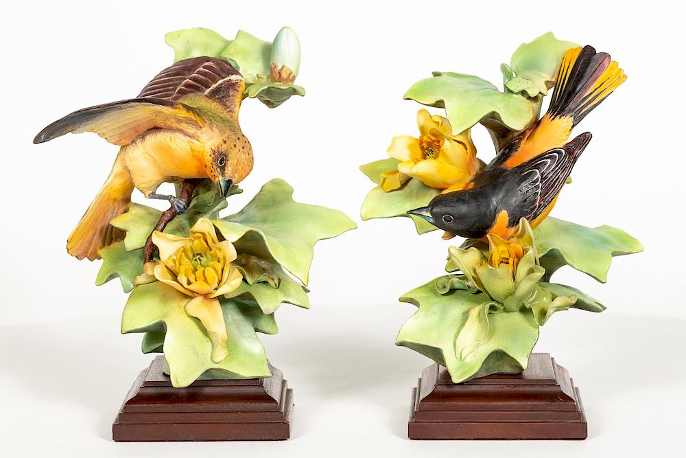 Appraisal: Pair Royal Worcester Baltimore Orioles by Doughty Dorothy Doughty Italian