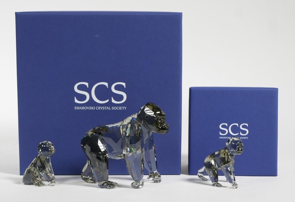 Appraisal: Two retired Swarovski gorilla figurines including Annual Edition Gorillas Mother