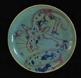 Appraisal: John Olsen born Untitled painted and glazed ceramic signed and