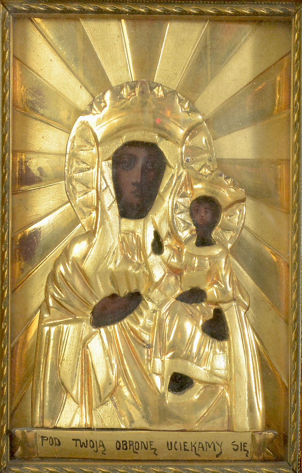 Appraisal: ICON MADONNA AND CHILD Sight size '' x '' framed