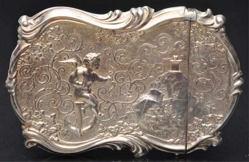 Appraisal: Victorian Calling Card Case Sterling silver Embossed with angel eagle