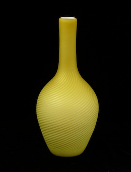 Appraisal: A Satin Glass Vase A yellow cased glass vessel with