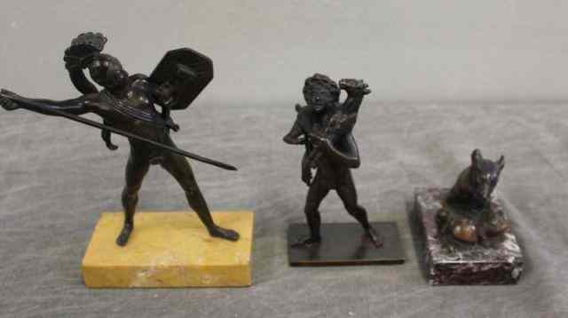 Appraisal: Lot of BronzesIncluding a warrior with a spear -detached a