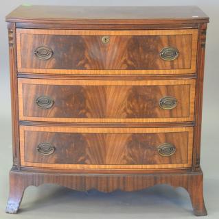 Appraisal: Mahogany Hepplewhite style three drawer chest with banded inlaid drawers