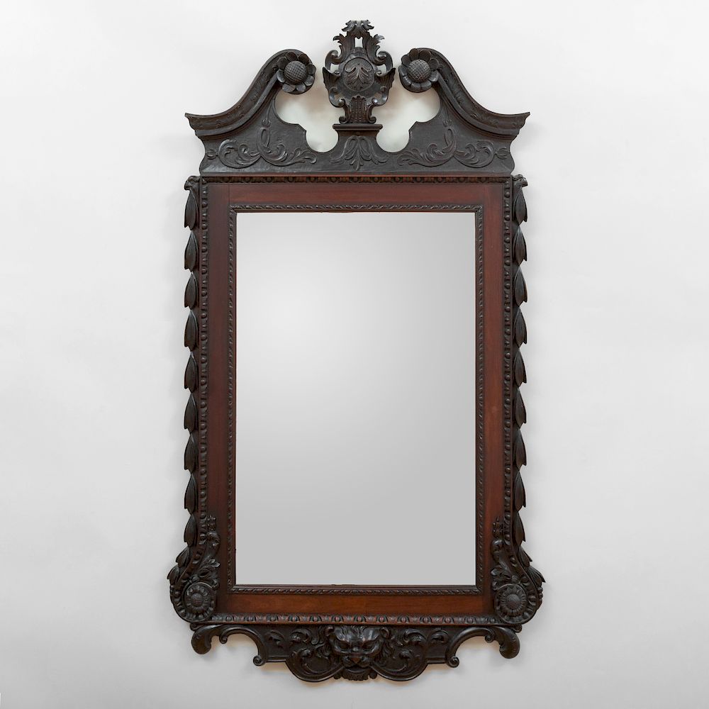 Appraisal: George II Carved Mahogany Mirror Irish Fitted with a bevelled