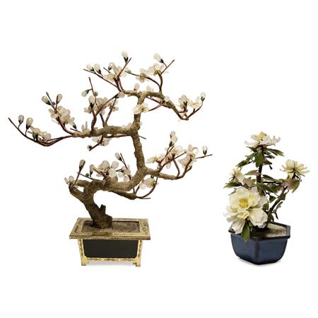 Appraisal: Two Chinese Hardstone Miniature Trees Estimate -