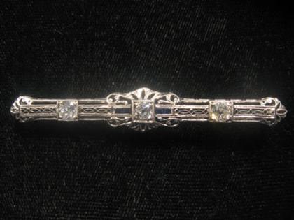 Appraisal: karat white gold and diamond fiiligree bar pin Set with