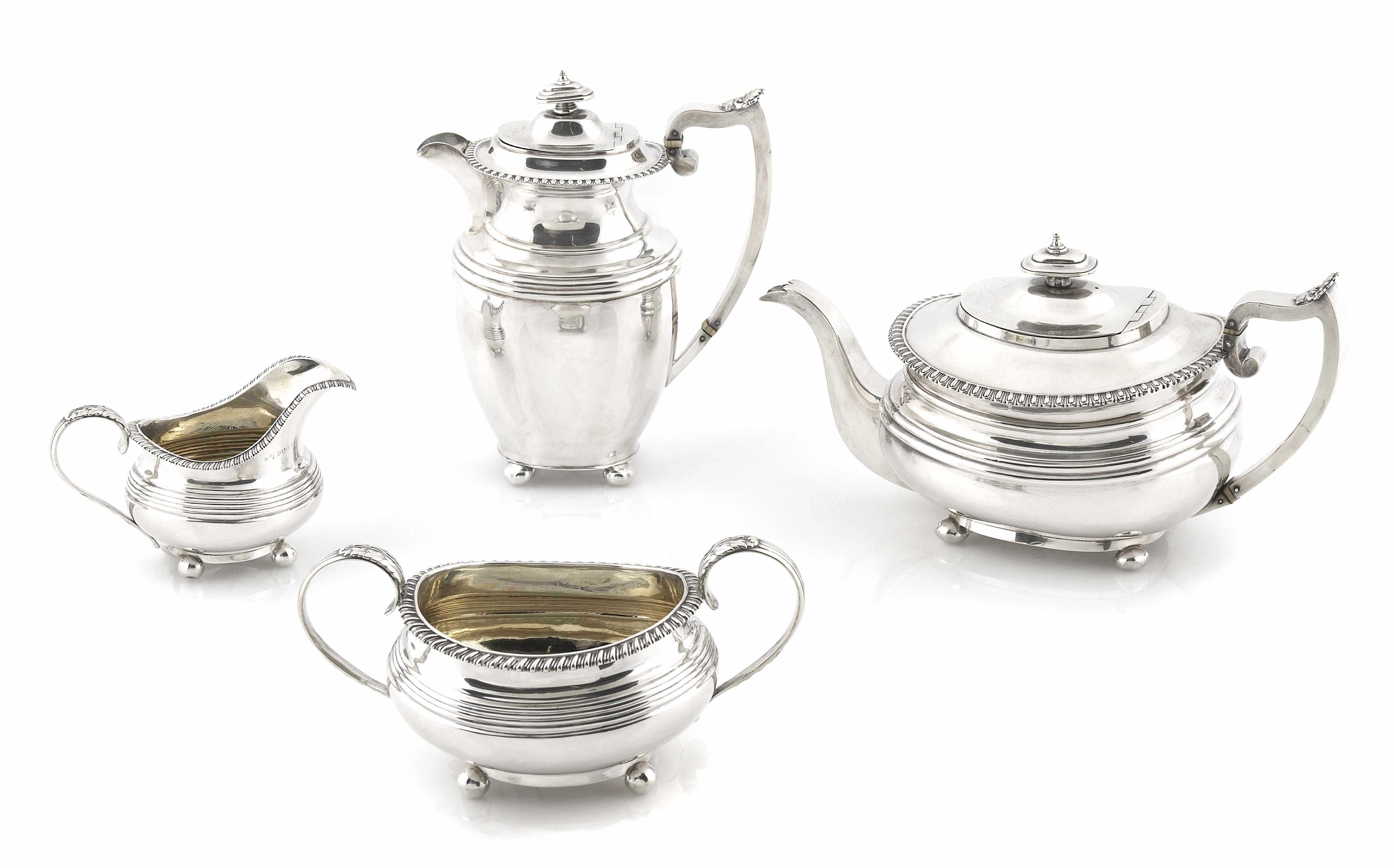 Appraisal: An assembled English sterling silver four-piece tea and coffee service