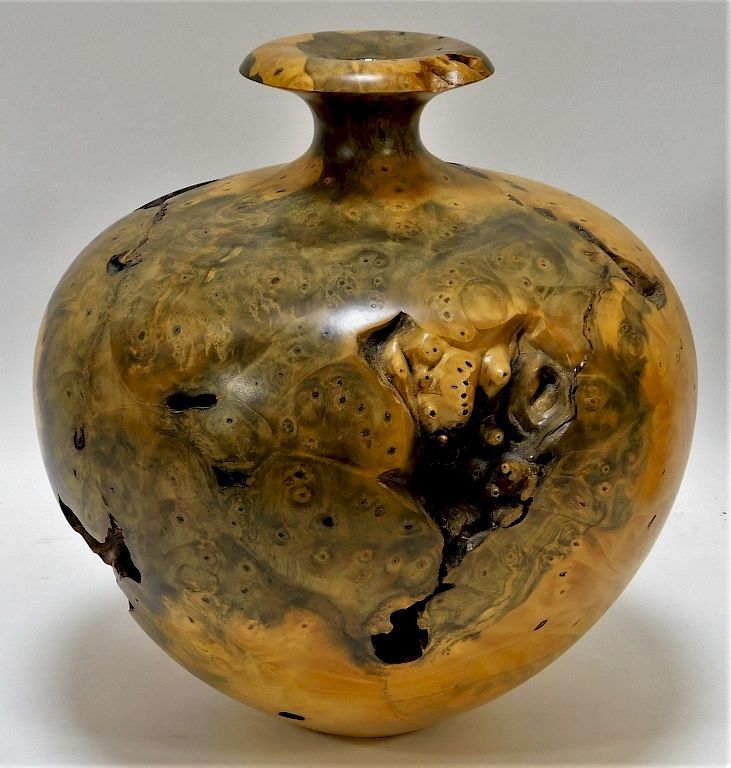 Appraisal: Warren Vienneau Turned Burl Wood Vase Warren Vienneau Turned Burl