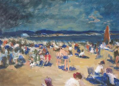 Appraisal: Col Harwood F H Eve th Century Seaside with storm