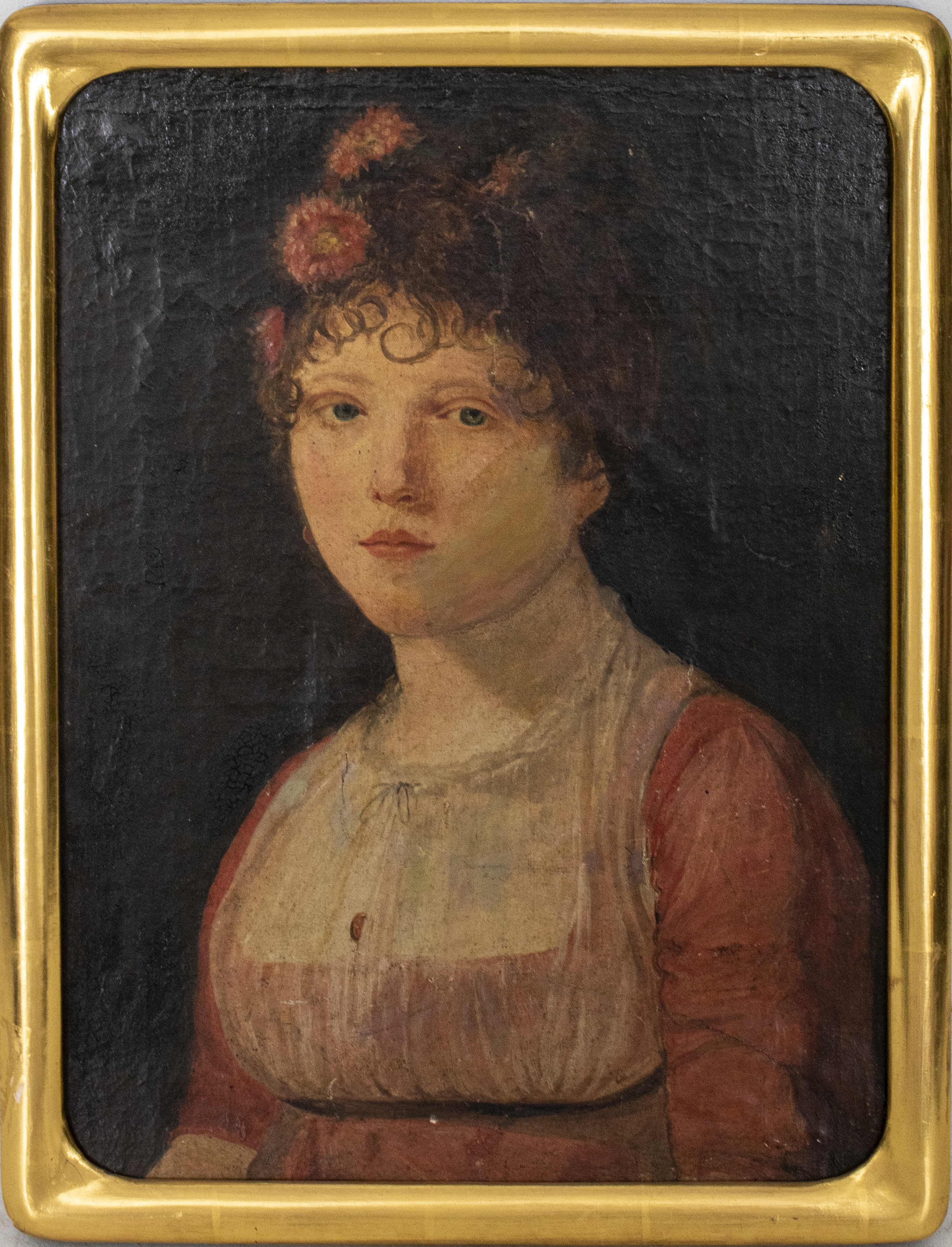 Appraisal: FRENCH EMPIRE PORTRAIT OIL ON PANEL EARLY TH C Early