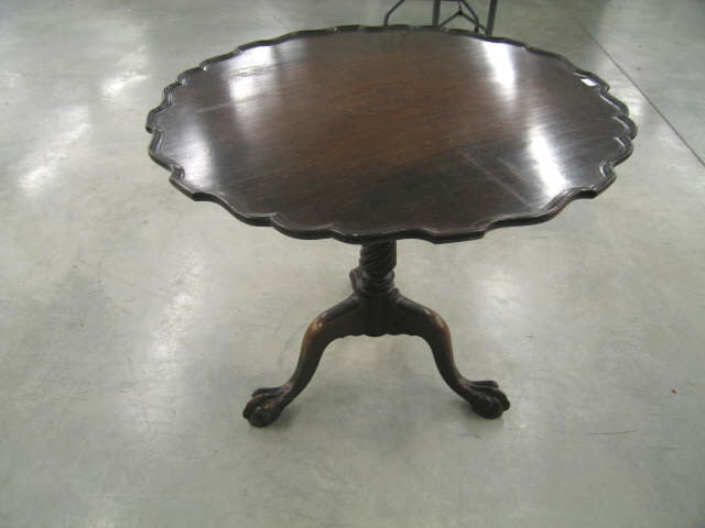 Appraisal: Pie Crust Mahogany Table bird cage ball claw feet