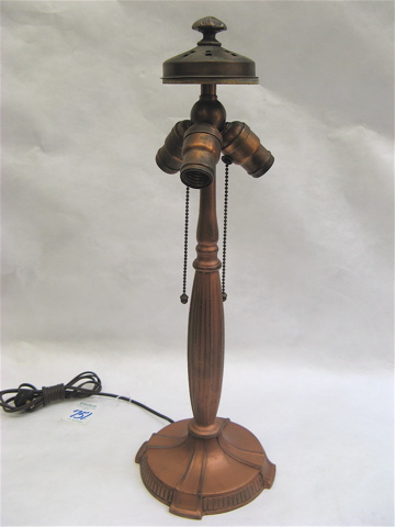 Appraisal: HANDEL G- TABLE LAMP BASE with copper finish three lights