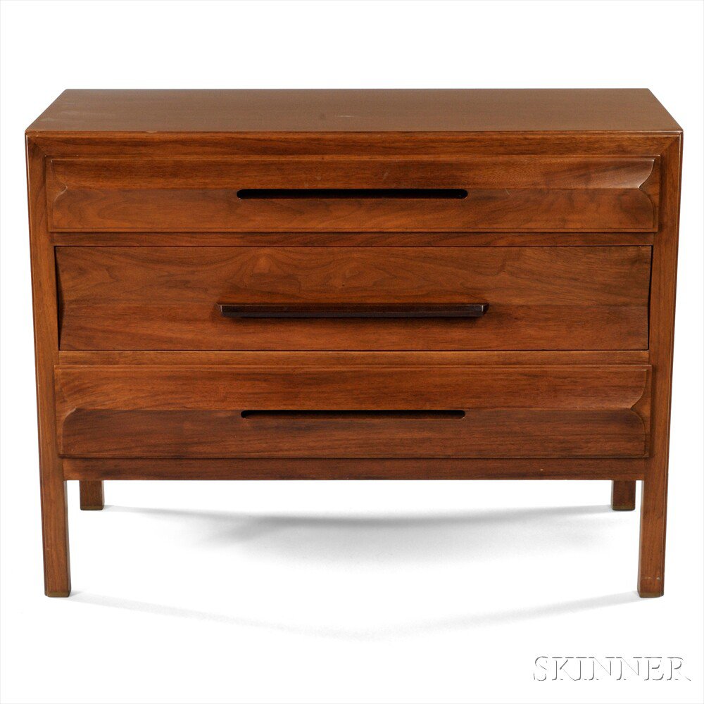 Appraisal: Edward Wormley for Dunbar Chest of Drawers Walnut brass Berne