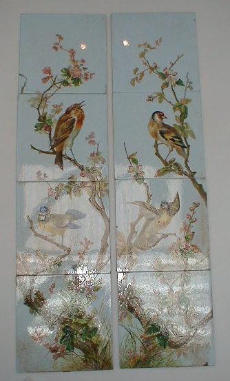 Appraisal: A Mintons panel fireplace tile field painted in two panels