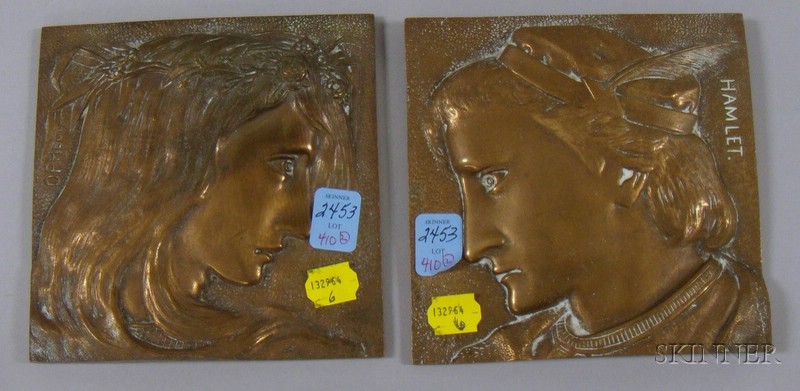 Appraisal: Two Bronze Plaques Depicting Hamlet and Ophelia late th early