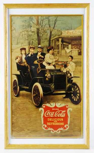 Appraisal: Cardboard Coca-Cola Vertical Poster Description Framed under glass Not a