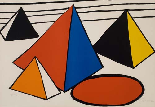 Appraisal: ALEXANDER CALDER Pyramids Color lithograph x mm x inches full