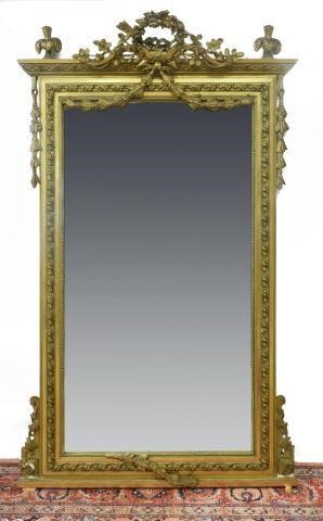 Appraisal: French Louis XVI style giltwood hanging wall mirror th c