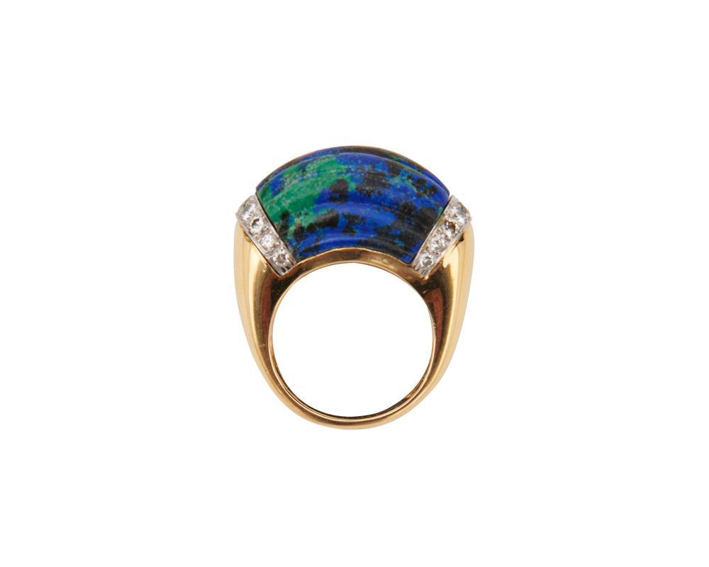 Appraisal: DAVID WEBB K Gold Platinum Azurmalachite and Diamond Ring featuring