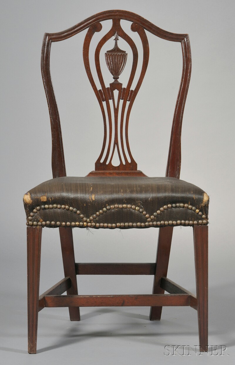 Appraisal: Federal Carved Mahogany Shield-back Side Chair probably Hartford Connecticut area