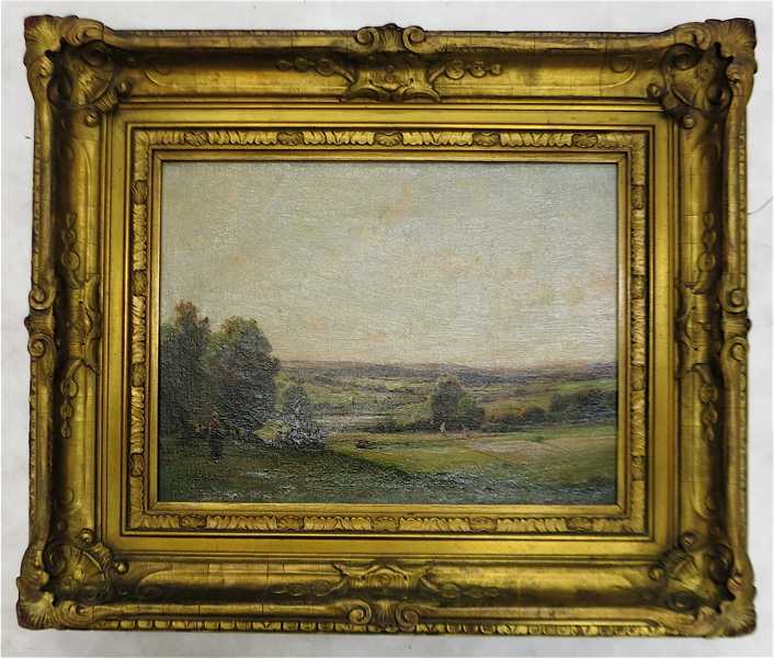 Appraisal: TH CENTURY OIL ON CANVAS landscape with rolling hills farmland