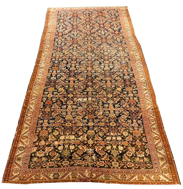 Appraisal: Middle Eastern Blue Tendril Carpet Middle East Circa Polychromatic floral