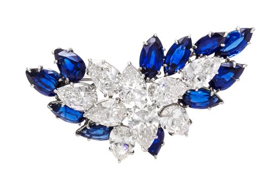 Appraisal: Sale Lot A Fine Platinum Diamond and Sapphire Spray Brooch