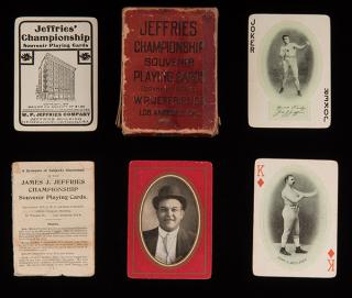 Appraisal: Jeffries Championship Boxing Fight Souvenir Cards Los Angeles Jeffries Championship