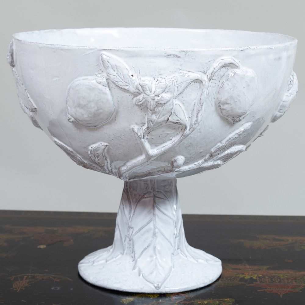 Appraisal: Astier de Villatte White Glazed Pottery Compote Impressed mark x