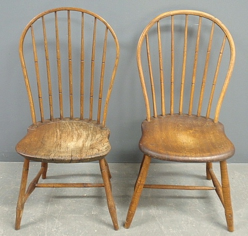 Appraisal: - Two bow-back Windsor side chairs c h x w