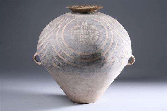 Appraisal: CHINESE NEOLITHIC POTTERY VESSEL Painted to depict geometric decoration -