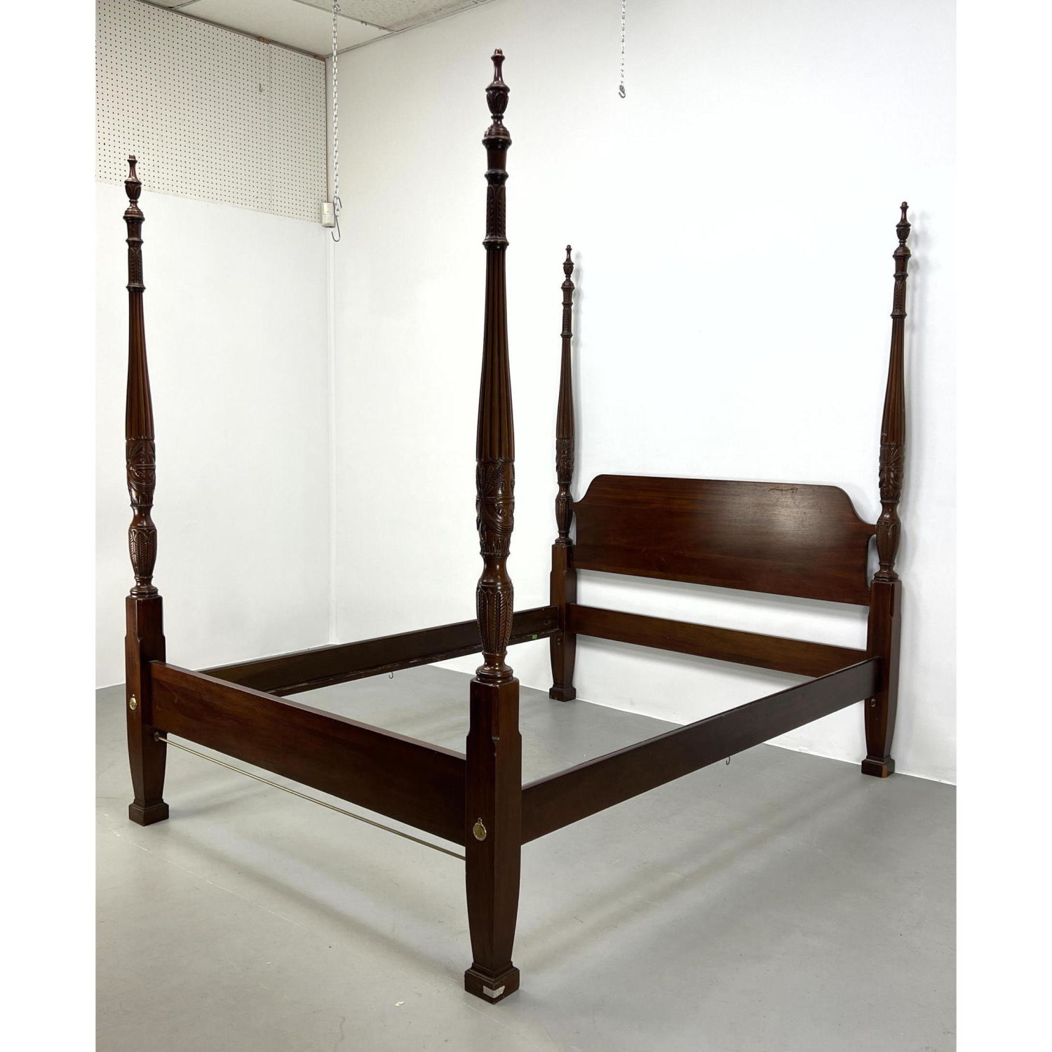 Appraisal: Vintage Mahogany Poster Bed Posts with carved drape and wheat