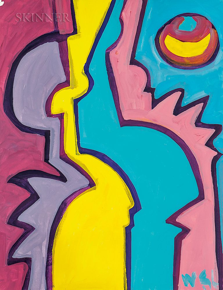 Appraisal: Wayne Cunningham American th Century Abstraction in Pink Turquoise and