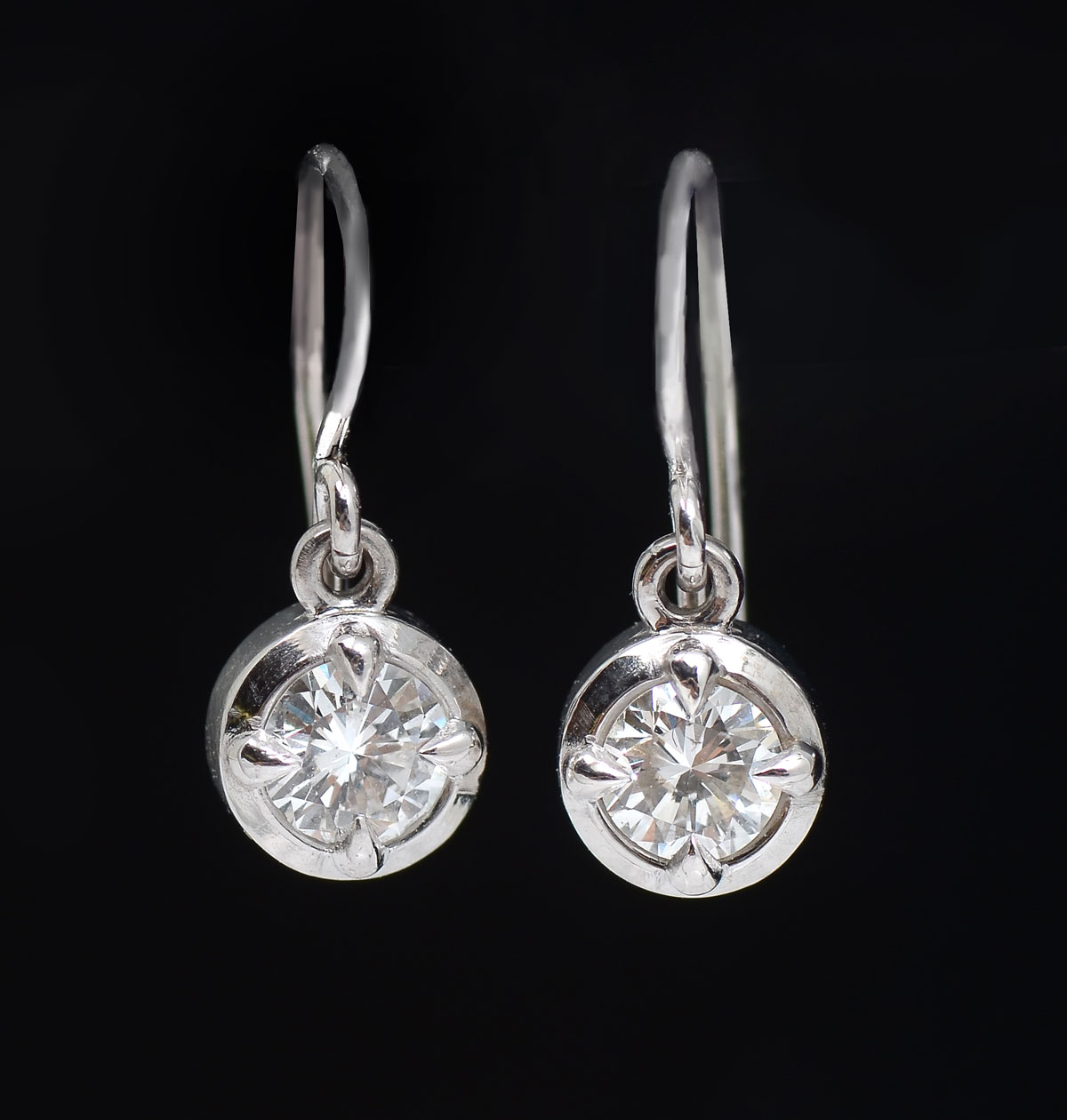 Appraisal: K VICTORIAN REVIVAL DIAMOND EAR WIRES K white gold ear