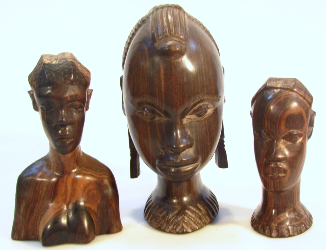 Appraisal: Various mid- thC African tribal hardwood figureheads to include one