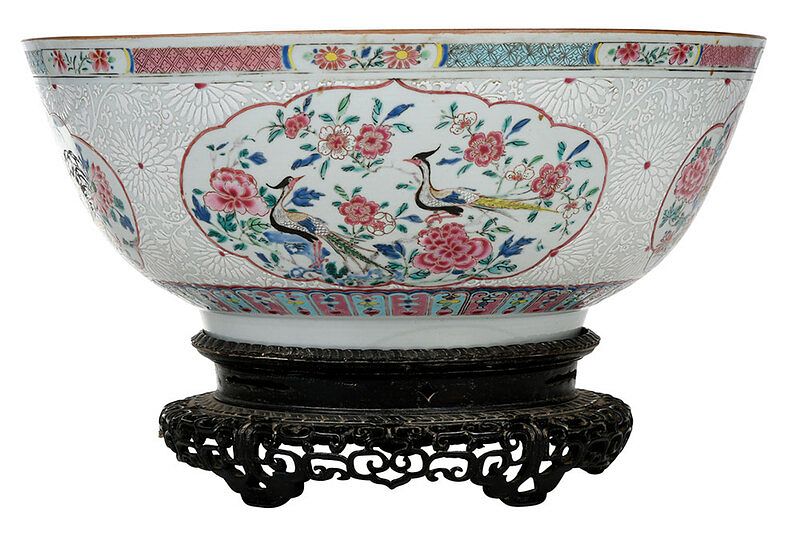 Appraisal: Large Chinese Export Famille Rose Punch Bowl late th century