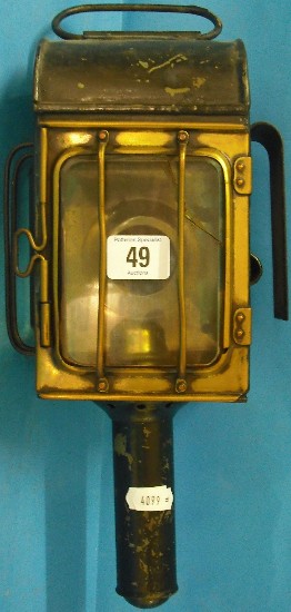 Appraisal: Original Brass carriage Lamp Crack to glass