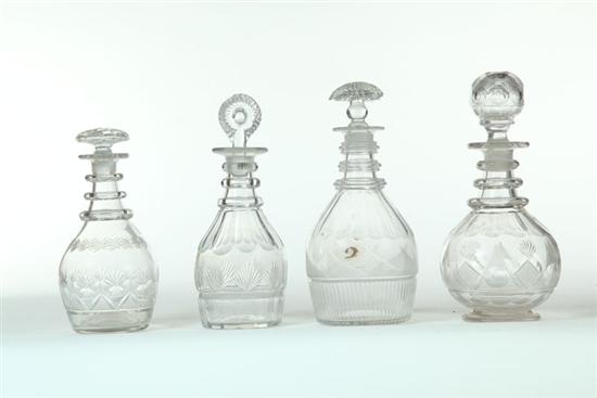 Appraisal: FOUR CUT GLASS DECANTERS American probably Pittsburgh nd quarter- th