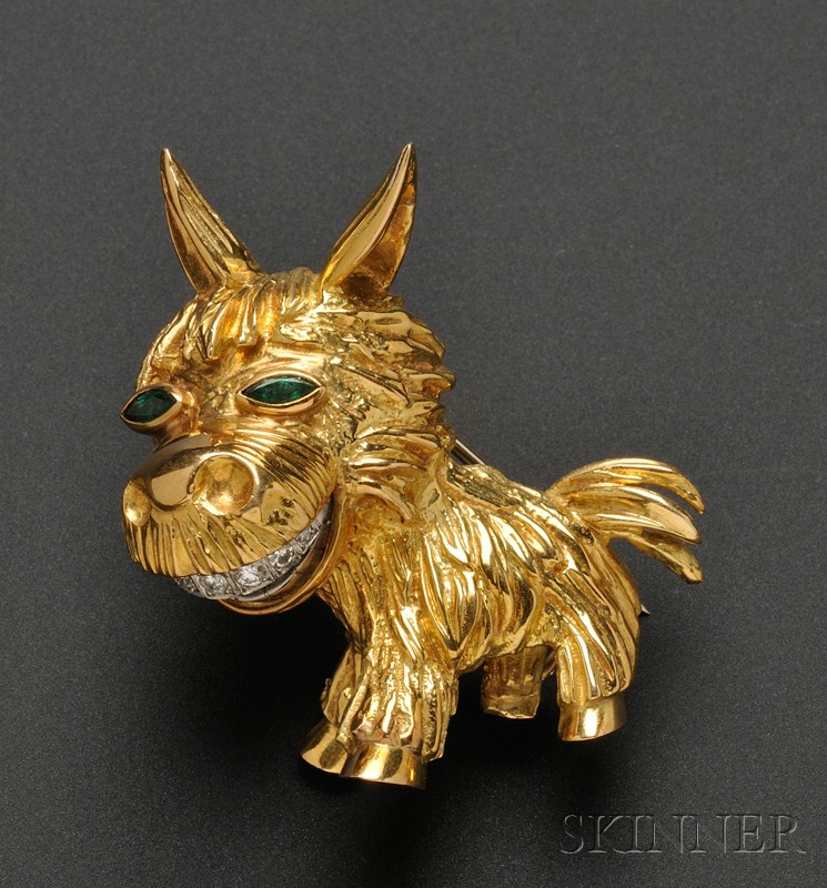 Appraisal: kt Gold Emerald and Diamond Donkey Brooch Cartier Inc France