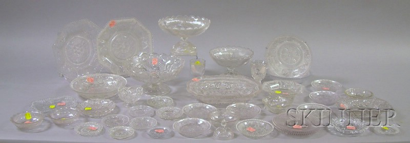 Appraisal: Forty Pieces of Colorless Pressed Pattern and Lacy Glass Tableware