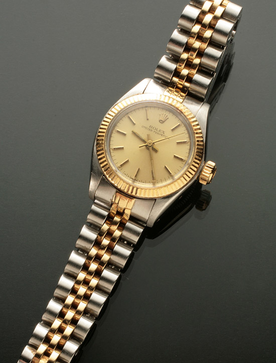 Appraisal: Lady's -Karat Yellow-Gold and Stainless Steel Automatic Wristwatch Oyster Perpetual